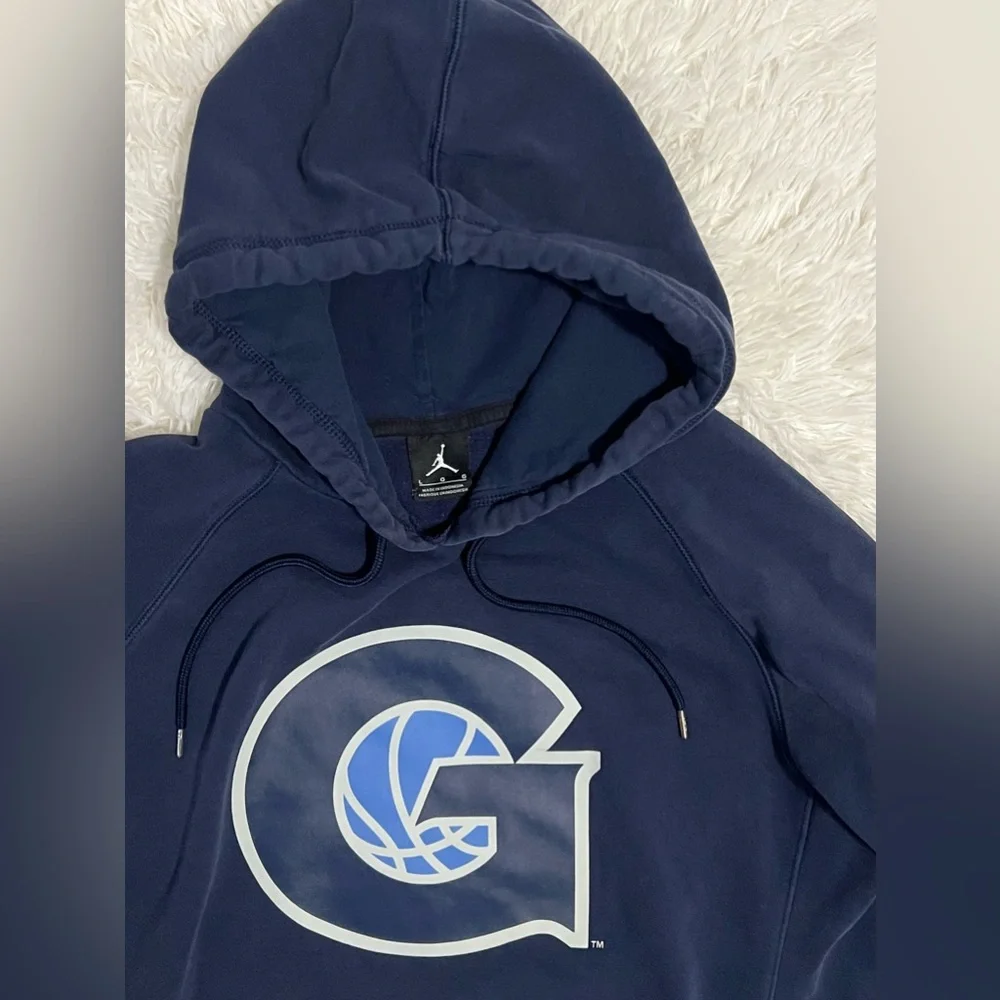 Jordan Elite Georgetown Hoyas Hoodie Navy Blue Men’s Large Basketball Pullover